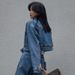 Chaogang Style High Waist Chic Denim Short Jacket Women's Retro Blue Fried Street Top Spring Autumn New_mkmklike.com
