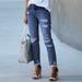 Women's Clothing Straight Tassel Jeans Slim Fit Ripped Trousers Female_mkmklike.com