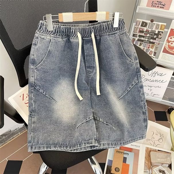 Vintage Washed Denim Shorts For Men – Streetwear Relaxed Fit Mid-Thigh Casual Jeans With Medium Stretch (Sizes M-4XL)_mkmklike.com