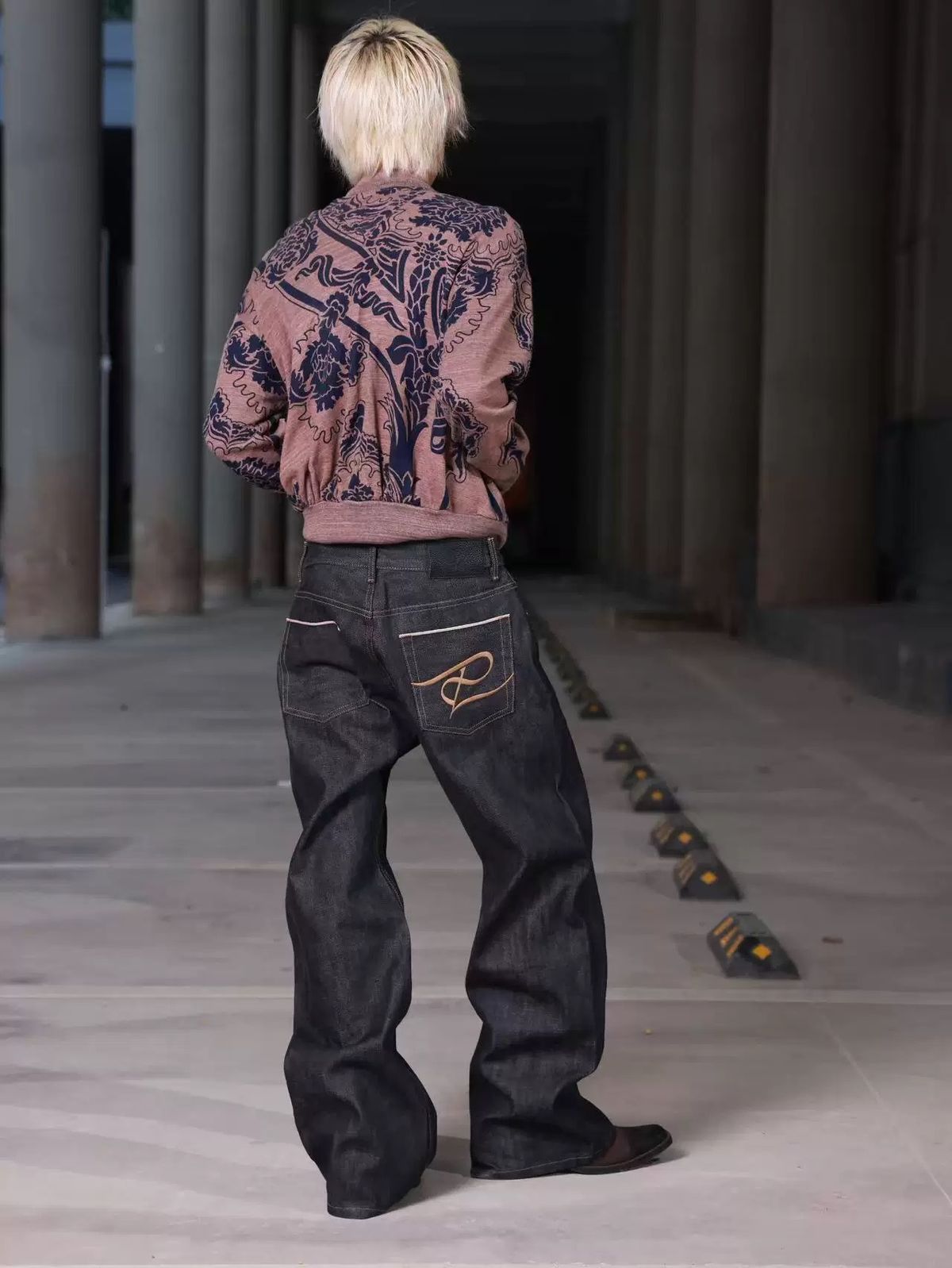 Retro Super Hard Original Denim Baggy Pants Men's Floor Length Straight Leg Embroidered Clothing_mkmklike.com