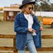 K New Versatile Slimming Retro Classic Loose Denim Jacket Top For Women. No Necklace, Glasses, Or Other Accessories_mkmklike.com