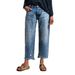 Women's Loose Straight Leg Cropped Jeans With Frayed Edges And Ripped Details_mkmklike.com