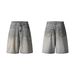 Men's Clothing Retro Washed Distressed Ink Splashed Jeans High Street Personality Loose Wide Leg Shorts_mkmklike.com