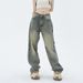 Nordmann Men' Vintage Wahed Yellow Mud-Dyed Caual Jean Autumn Winter American High Street Vibe Ditreed Looe Straight_mkmklike.com