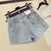 Summer High-Waisted Slimming Wide Leg Denim Shorts Korean Style Casual Versatile Chic Hot Pants Trendy Rolled up_mkmklike.com