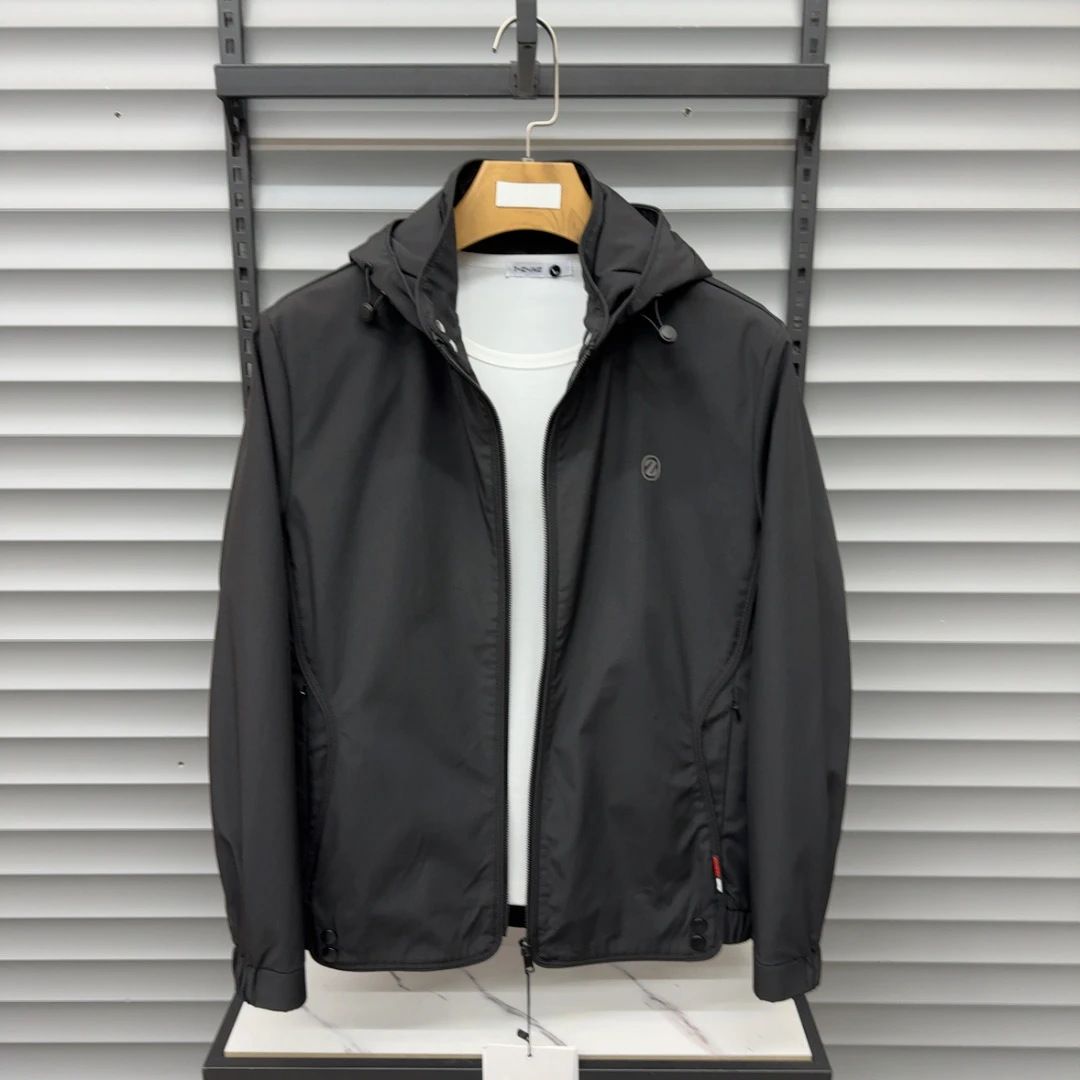 Autumn New Men's High-Quality Fashion Hooded Zipper Light Luxury Trend Solid Color Jacket Coat_mkmklike.com