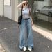 Minghai Vintage Distressed Wide-Leg Jeans For Women, 2025 Autumn New Style, Straight Loose Floor-Length Pants_mkmklike.com