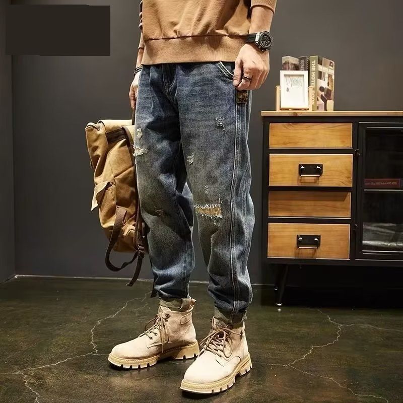 Men's Clothing Workwear Jeans For Men Washed Heavy Loose Straight Ami Khaki Trendy Brand Casual Long Handsome Pants_mkmklike.com
