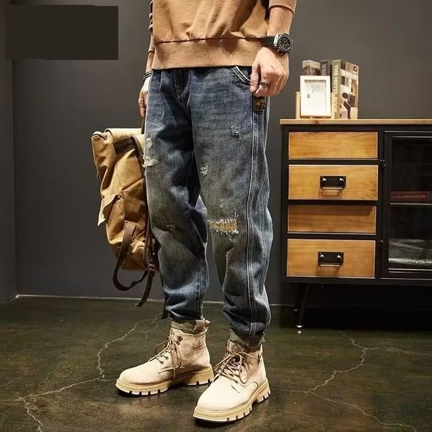 Men's Clothing Workwear Jeans For Men Washed Heavy Loose Straight Ami Khaki Trendy Brand Casual Long Handsome Pants_mkmklike.com