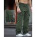 Men's Washed Green Cargo Jeans – Relaxed Fit, Multi-Pocket Utility Design, All-Season Comfort_mkmklike.com