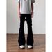 Nordmann American High Street Vibe Style Lace-Up Design Workwear Jeans For Men Slim Fit Flared Cleanfit Pants_mkmklike.com