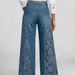 Women's Washed Denim Lace Patchwork Long Jeans Style Relaxed Everyday Wear Versatile Comfortable Feshion Trend_mkmklike.com