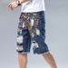 Men's Distressed Denim Shorts – Vintage Washed Paint Splatter Casual Cargo Shorts_mkmklike.com