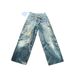 Men's Clothing Classic Style Unisex Faded Smudged Wide Leg Dirty Pants Mud Dyed Jeans_mkmklike.com