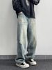 Men's Vintage Washed Distressed Jeans – Relaxed Straight Fit | Cotton Blend | S-3XL | American Retro Style |_mkmklike.com