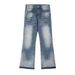 American Style Washed Faded Flared Jeans Men's Street Fashion Loose Gradient Frayed Wide-Leg Pants Long Trousers_mkmklike.com
