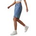 Women's Stretch Denim Bermuda Shorts - Mid Rise, Relaxed Fit, Vintage Style, Comfortable & Breathable For Summer_mkmklike.com