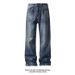 Men's Clothing Men's Flared Jeans - White Base With Lightning Bolt Embroidery & Floral Stitching_mkmklike.com