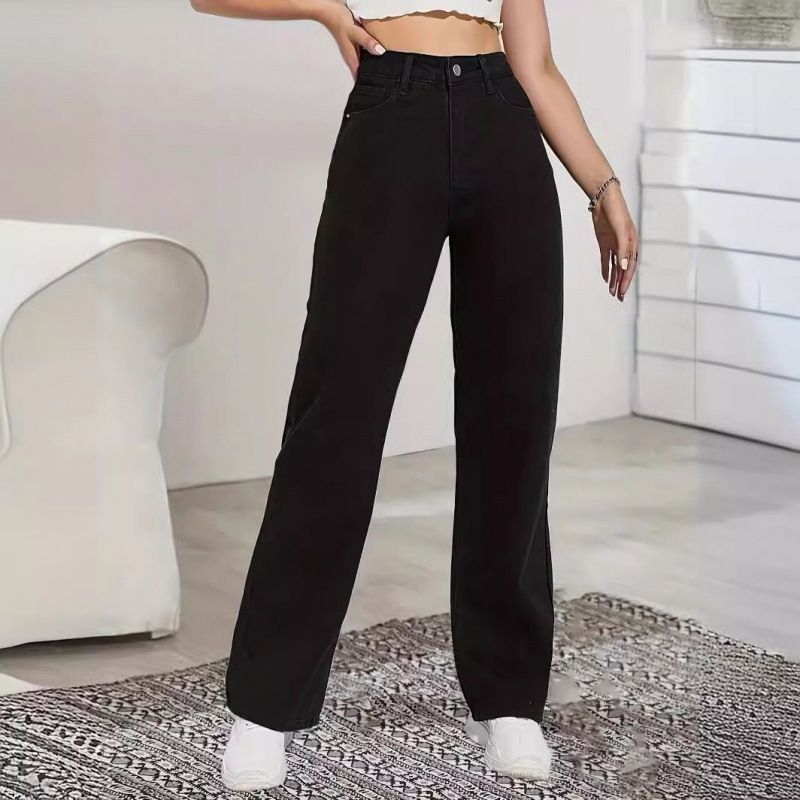 Classic Black Straight Leg Women's Jeans Versatile European And American Export Denim for Ladies 2026 Cross Border Style_mkmklike.com