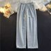 American-Style Drawstring Straight-Leg Jeans – Relaxed Fit Washed Denim Pants With Adjustable Waist & Oversized Silhouette (S-3XL, Multi-Color)_mkmklike.com