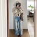 Women's Retro Washed Wide Leg Jeans Loose Fit Slimming Slightly Flared Floor Length Trousers New Autumn/Winter Style_mkmklike.com