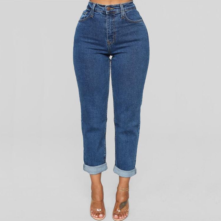 Women's Clothing New Jeans Loose High Waist Nine Points Straight Pants_mkmklike.com
