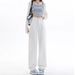 2025 Spring/Summer New White Loose Wide-Leg Straight High-Waisted Floor-Length Women's Jeans, Cotton, Wholesale From_mkmklike.com