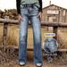 Women's Washed Stretch mid Rise Casual Straight Leg Jeans Versatile Fashionable Cotton Denim for Spring/Autumn Summer_mkmklike.com