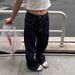 Men’s Clothing Large Size Retro Embroidery Loose Straight Jeans For Women Fat Girls Mm All Match Slim High Waist Wide Leg Pants_mkmklike.com