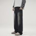 Men's Loose Straight Leg Jeans American Style Multi Pocket Trendy Retro Cleanfit Trousers_mkmklike.com