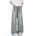 Men's Streetwear Vintage Washed Jeans – Relaxed Straight-Leg Baggy Pants With Distressed Details_mkmklike.com