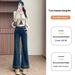 Super Popular Retro Flared Jeans For Women, 2025 Winter, Petite Size, Cropped 7/8 Or 9/10 Length Bell-bottom Pants_mkmklike.com