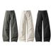American High Retro Pleated Hip-hop Street Style Patchwork Washed Curved Hem Pants, Autumn Loose Plus-size Jeans For Men_mkmklike.com