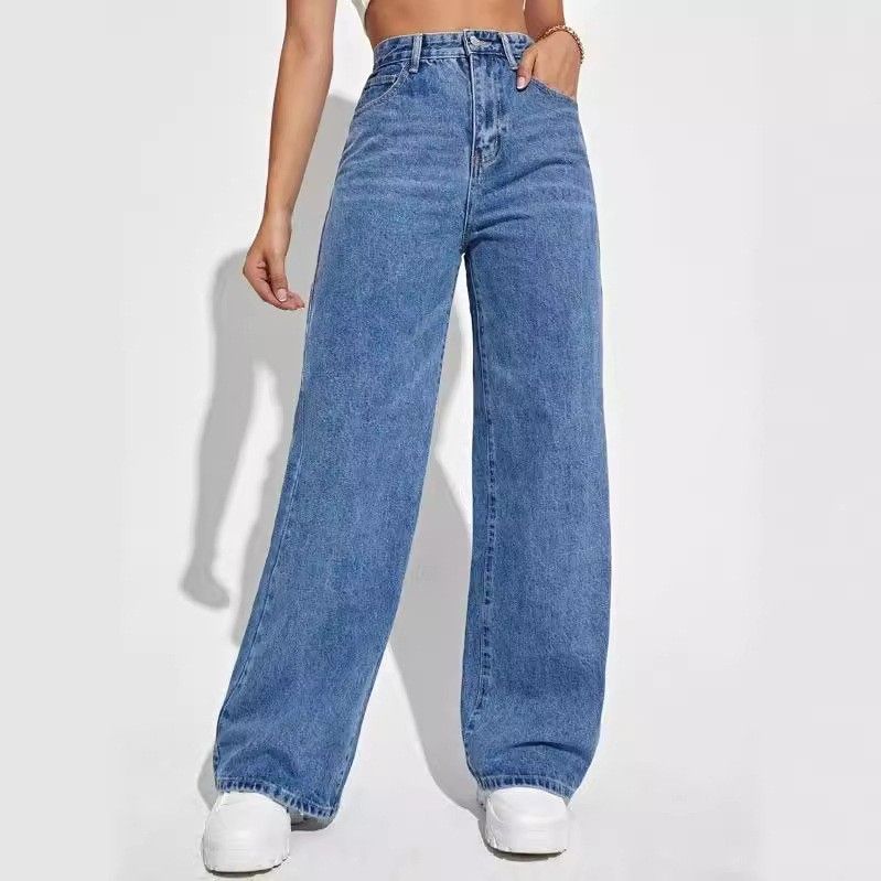 Women’s Clothing new trendy mid waist straight jeans_mkmklike.com