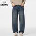 Men's Clothing Wide Leg Jeans Loose Straight American Retro Washed Casual Vibe Trousers Vintage Washed Denim Pants For Cleanfit Style_mkmklike.com