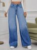 Vintage Washed Blue Jeans For Women – High Street Straight Leg Denim Pants (Blue, M-XL)_mkmklike.com