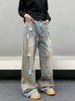 Retro Washed Distressed Wide-leg Jeans For Men, Loose Straight Leg, Casual And Versatile, Vibe Drape Trousers_mkmklike.com