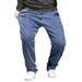 Spring And Summer New Jeans Men's Loose Casual Jeans Men's Elastic Splicing Versatile Straight Jeans Men_mkmklike.com