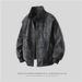 Quilted Thickened Autumn Winter New Protein Soft Leather Jacket American Style Coat Trendy Loose Motorcycle Cotton_mkmklike.com