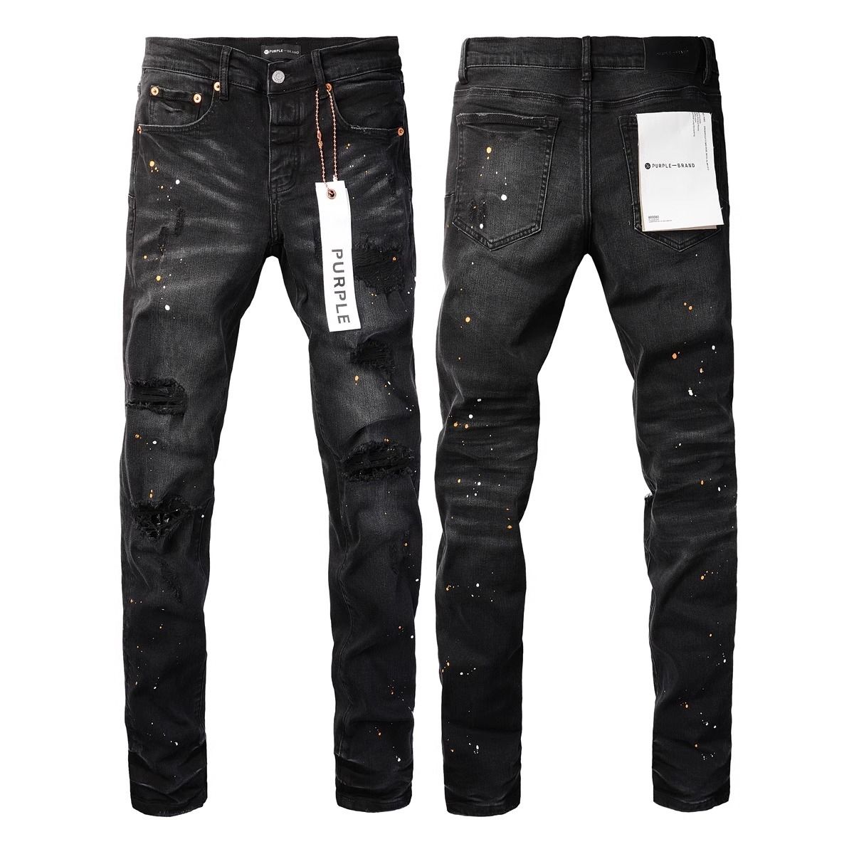 Men Women Summer Flared Jeans, Dark Black-Grey Fade With Metallic Splatters, Several Frayed Ripped Holes, Y2K Biker Stacked Look_mkmklike.com