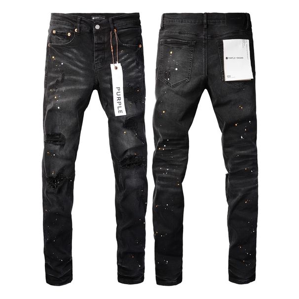 Men Women Summer Flared Jeans, Dark Black-Grey Fade With Metallic Splatters, Several Frayed Ripped Holes, Y2K Biker Stacked Look_mkmklike.com