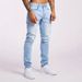 Men's Stretch Skinny Jeans - Classic Light Blue Denim Pants With Distressed Wash For Casual & Streetwear_mkmklike.com