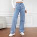 Women's High-Waisted Blue Jeans - Loose Fit Straight Leg,Stretch-Free Cotton, Long Trousers For Spring & Fall_mkmklike.com