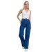 Classic Full-Length Women's Jeans – High-Waisted Comfort Fit, Dark Blue Denim (Sizes 25-32)_mkmklike.com
