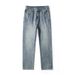 Nordmann Muqiu Men's Clothing | Summer Thin Trendy Brand Washed Jeans Men Loose Straight American Retro Wide-Leg Long Pants_mkmklike.com