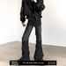 Qiushanfeng Men's High Street Vibe Pleated Bell Bottoms Heavy Washed Black And Gray Jeans Niche Design_mkmklike.com