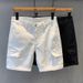 Men's Trendy Summer White Denim Shorts Multiple Pockets Loose Straight Leg Casual Cargo Shorts_mkmklike.com