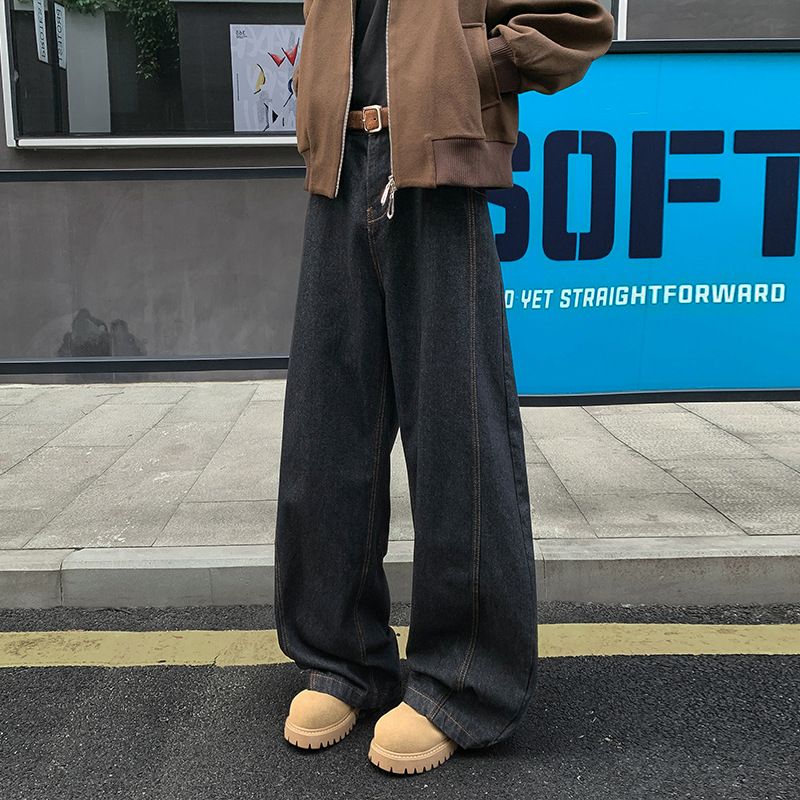 Vintage Jeans For Men, Autumn And Winter American Style Straight Loose Pants, Cool Trendy Brand Scimitar Wide-Leg Casual_mkmklike.com