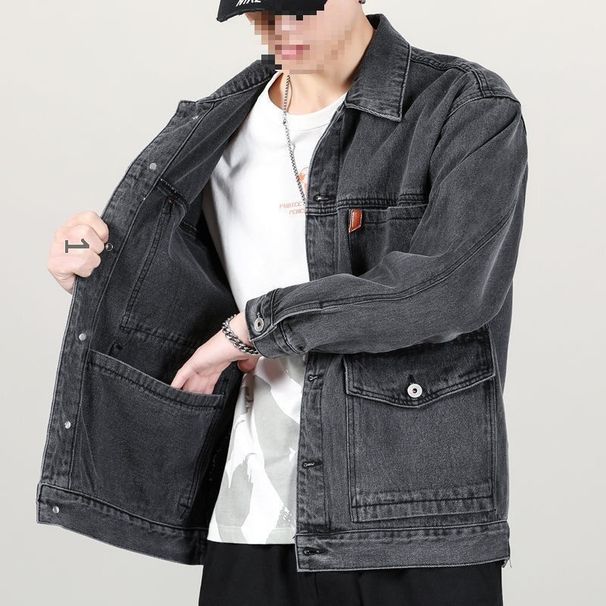 Pulse Pulse 2025 New Spring Autumn Denim Japanese And European Style Casual Multi-Pocket Workwear Loose Plus Size Men's Jacket_mkmklike.com