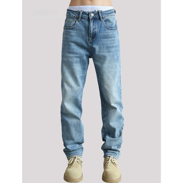 Men's Clothing Men's Slim Straight Leg Jeans European Style Minimalist Retro Washed Casual Trousers For Formal & Casual_mkmklike.com